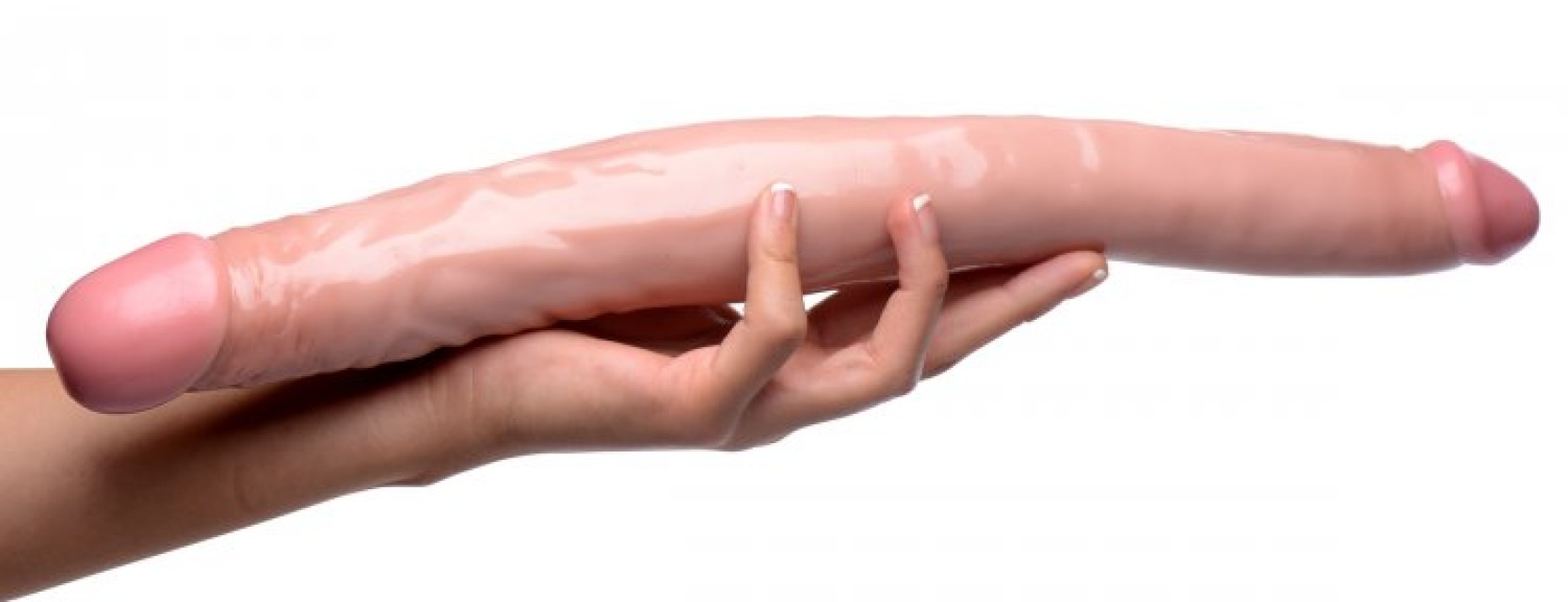 SexFlesh Realistic 16 inch Double Dong Sex Flesh Big White Cock BWC Dildo Life Like LARGE FREE USA SHIPPING AF204-Large picture