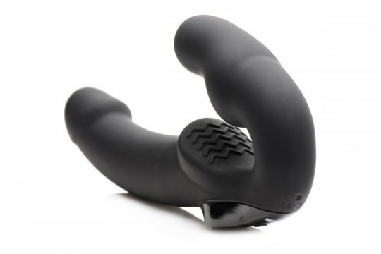 Urge Silicone Strapless Strap On With Remote Black U Pegging G-Spot Less Vibe AF707 Big Black Cock BBC Dildo Free USA Shipping pic