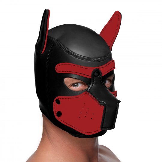 Spike Neoprene Puppy Hood Red Black Bondag